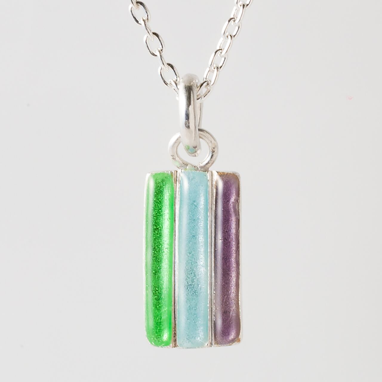 STRIPE M kiwi, cyan & grape - necklace -