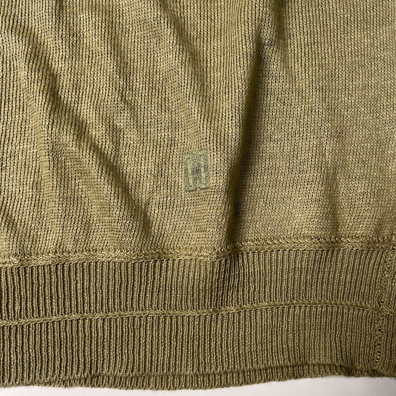 DAKS ダックス リネン100% Vネック ニットベスト M/カーキベージュ