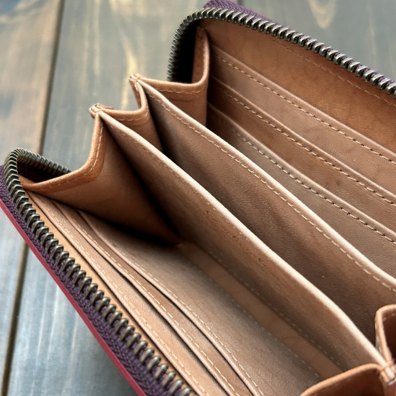 HORWEEN シェルコードバン スタンプ ミドルウォレット バーガンディ