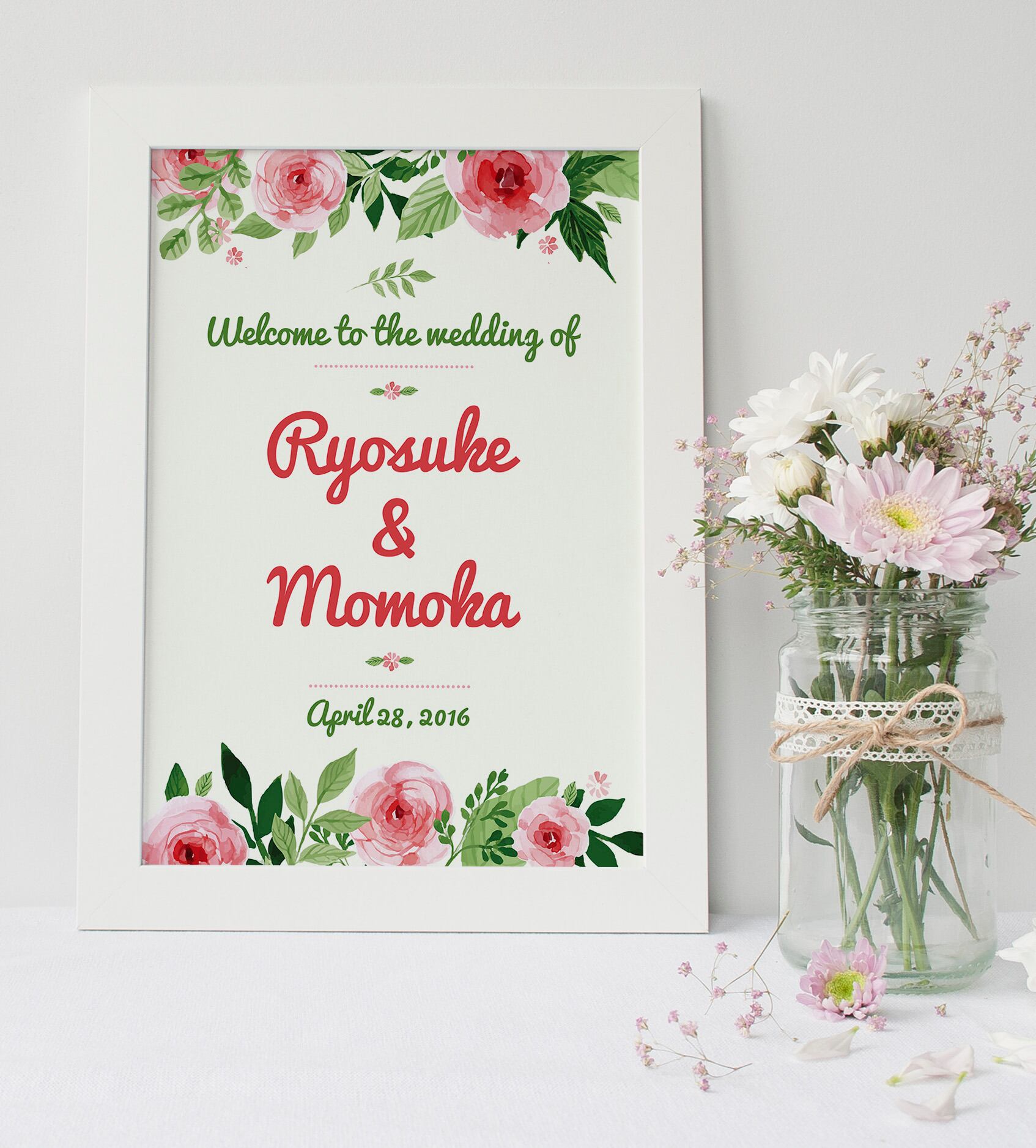 50%OFF!!【ウォーターローズ】色・フォントカスタム可能♡オーダーメイドウェルカムボード│ウェルカムポスター ウェディングサイン 結婚式