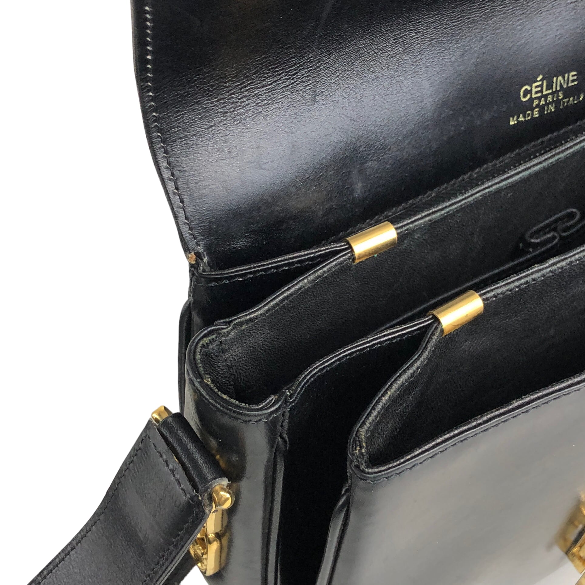 CELINE セリーヌ トリオンフ レザー ショルダーバッグ ブラック