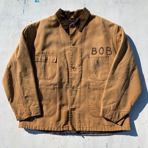 70's Carhartt カーハート ミシガンコート ブラウンダック ブランケットライナー カバーオール チョアジャケット プリントタグ  ハンドペイント サイズ50 USA製 希少 ヴィンテージ | agito vintage powered by BASE