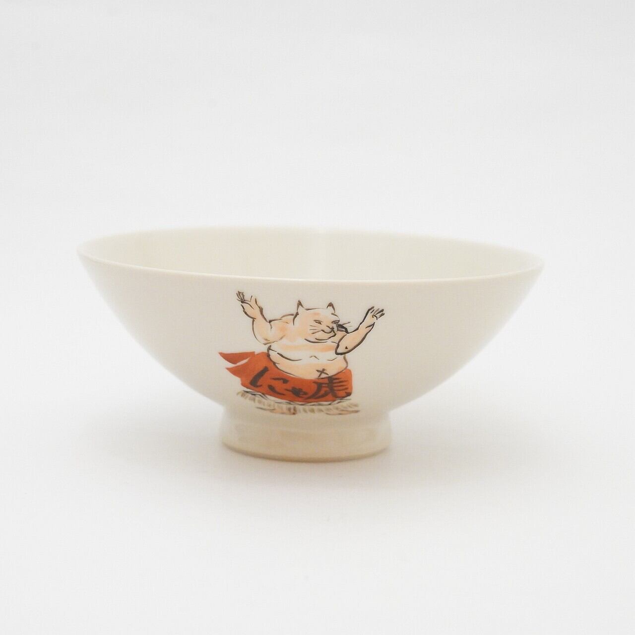 【陶彩工房Canoe】相撲猫 飯碗 18