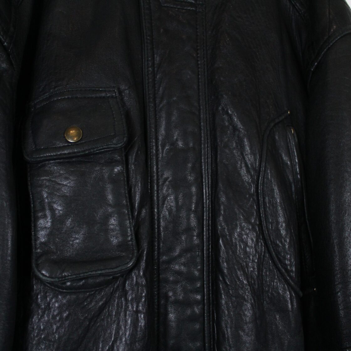 Caka act2】Multi Pocket Gimmick Vintage Loose Middle Length Gimmick multiple pockets leather jacket