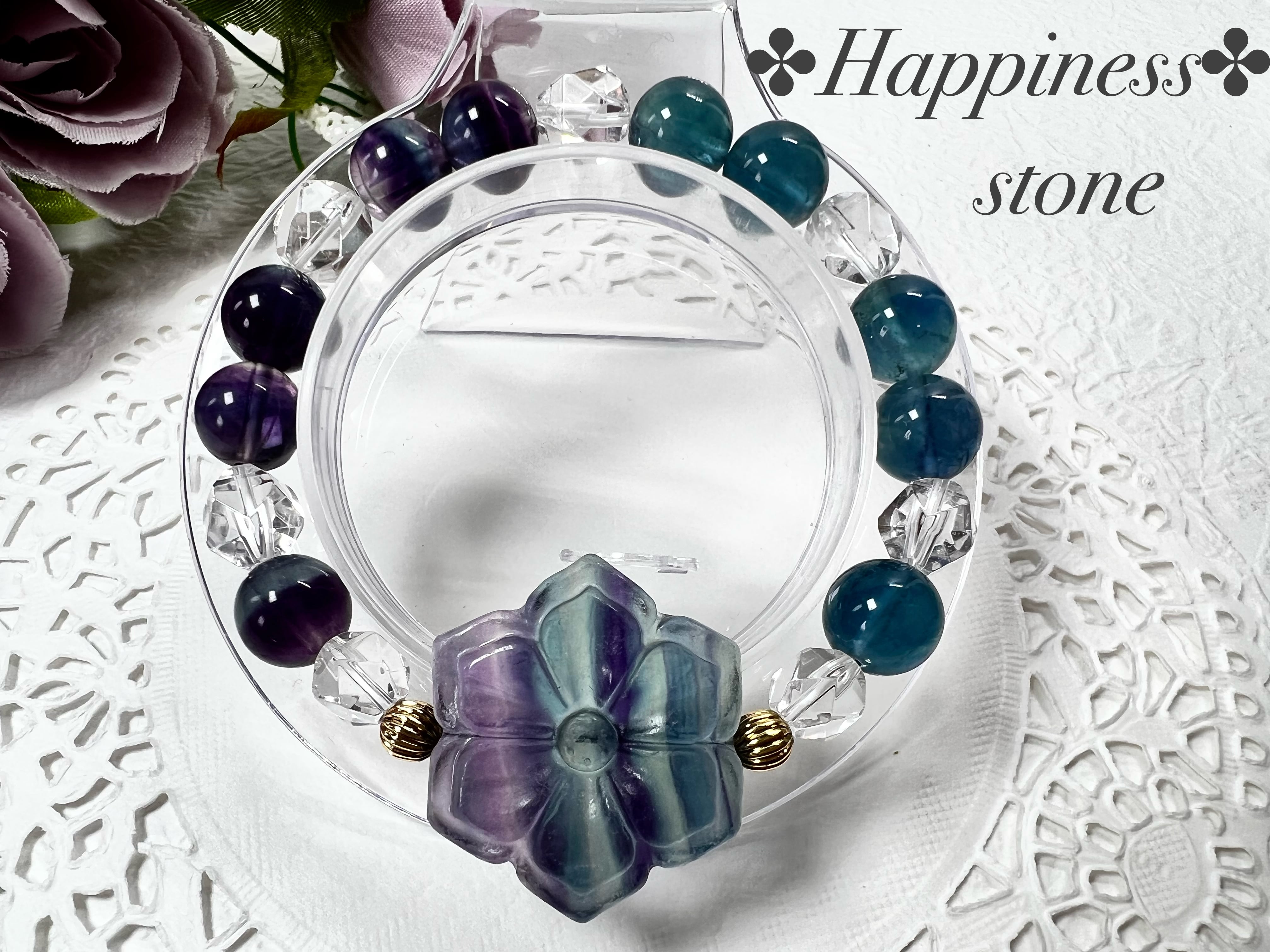 【バイカラーフローライトお花ブレスレット✿*:②】♥送料無料♥天然石 パワーストーン