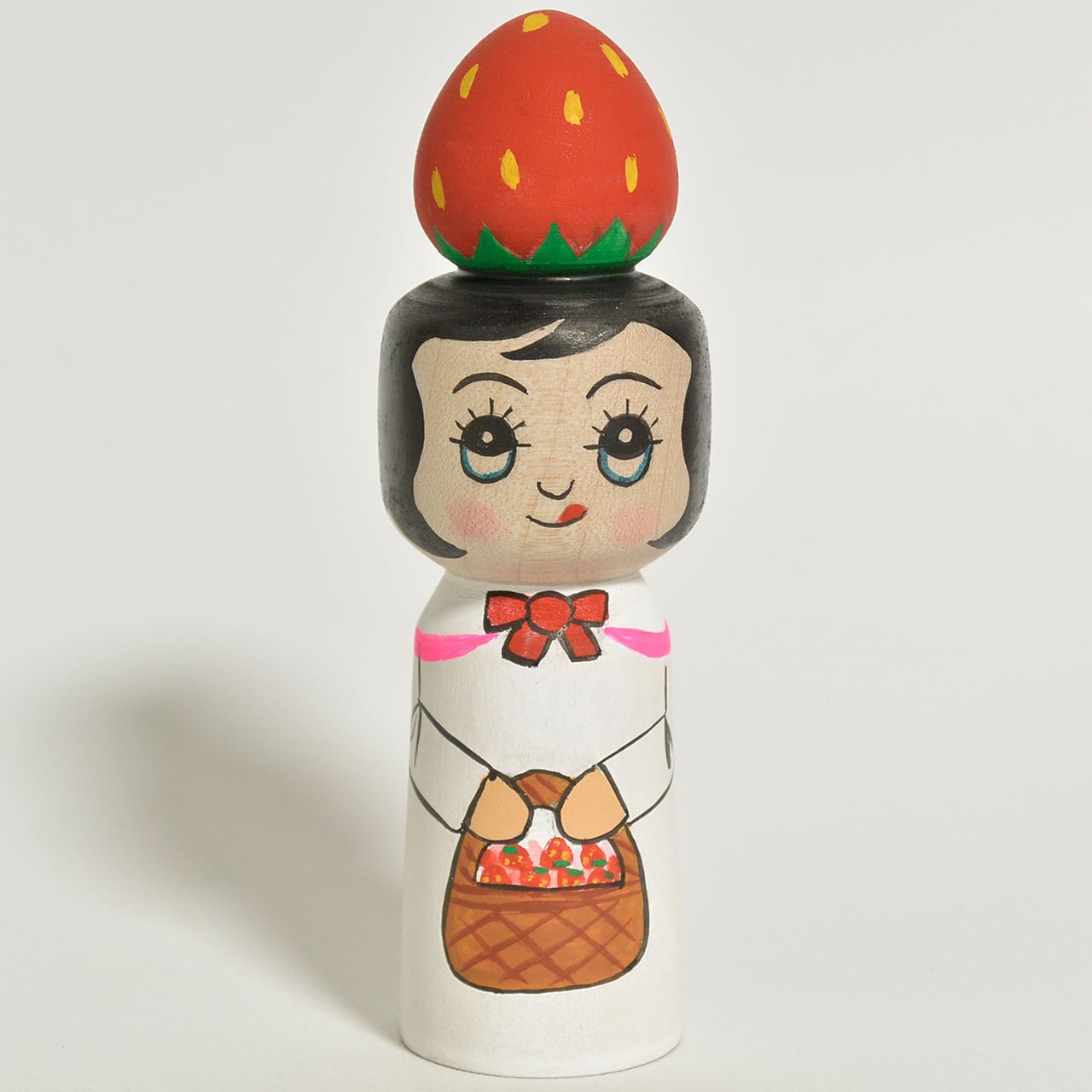いちご乗せこけし 約4寸 約12cm 北山真由美 工人（津軽系）#0067