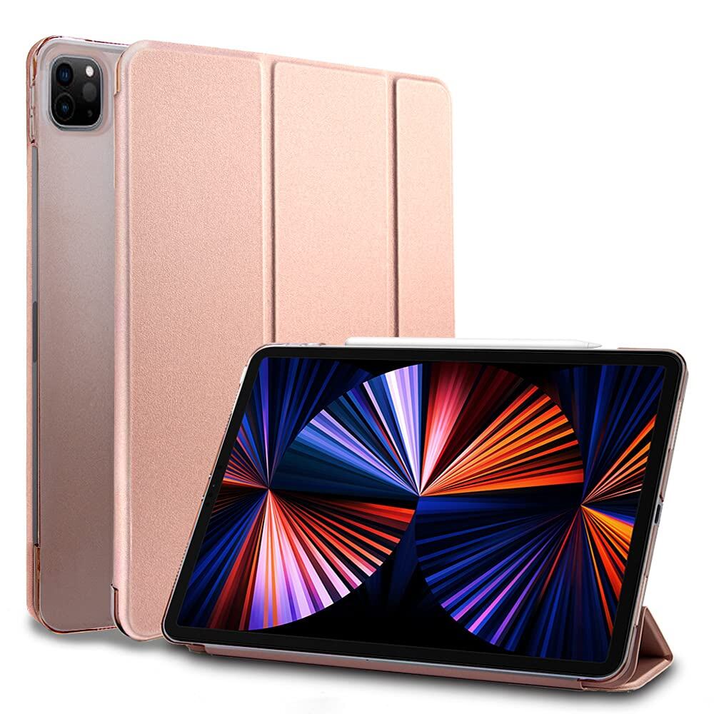 MS factory iPad Pro 12.9 2021 用 ケース カバー iPadPro 12.9インチ 第5世代 Apple Pencil ワイヤレス充電 対応 アイパッド プロ スマートカバー オートスリープ 全6色 ローズゴールド IPDPRO5-SMART-RSGD