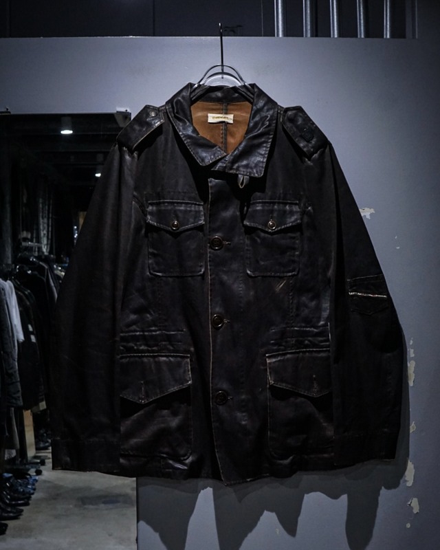 【add (C) vintage】"DIESEL" Military Motif Design Coated Jacket