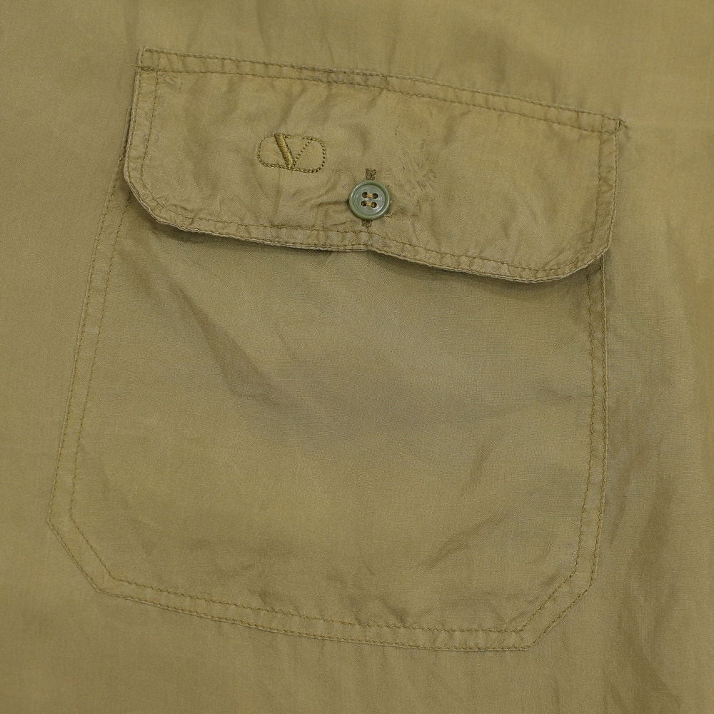 valentino UOMO ヴァレンティノ ロゴ刺繍 シルクシャツ 半袖 無地