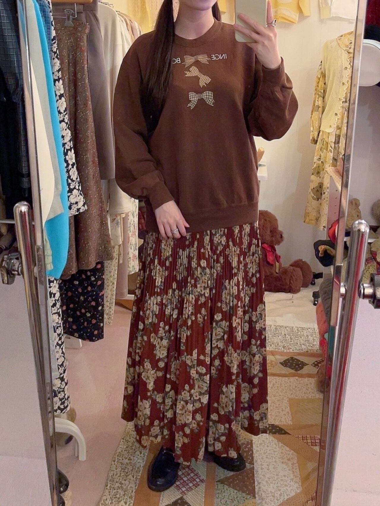 INGEBORG / chocolate brown ribbon sweat