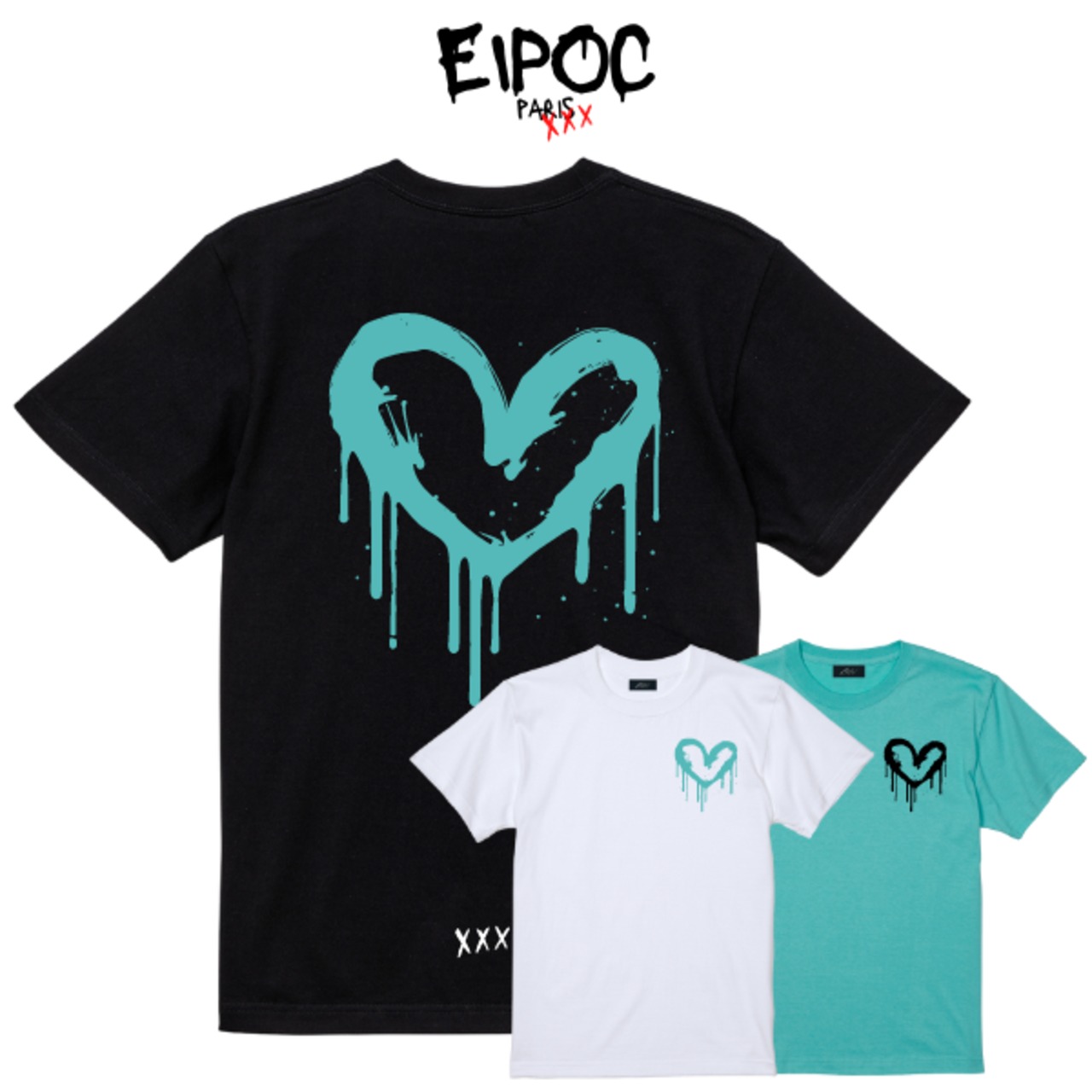 EIPOC PARIS 「"Spray Love #D" S/S T-Shirts Black/White/Turquoise」 - 1