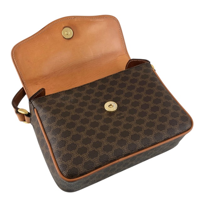 CELINE セリーヌ マカダム ショルダーバッグ ブラウン ブラゾン型押し PVC vintage ヴィンテージ オールド bgeuwn
