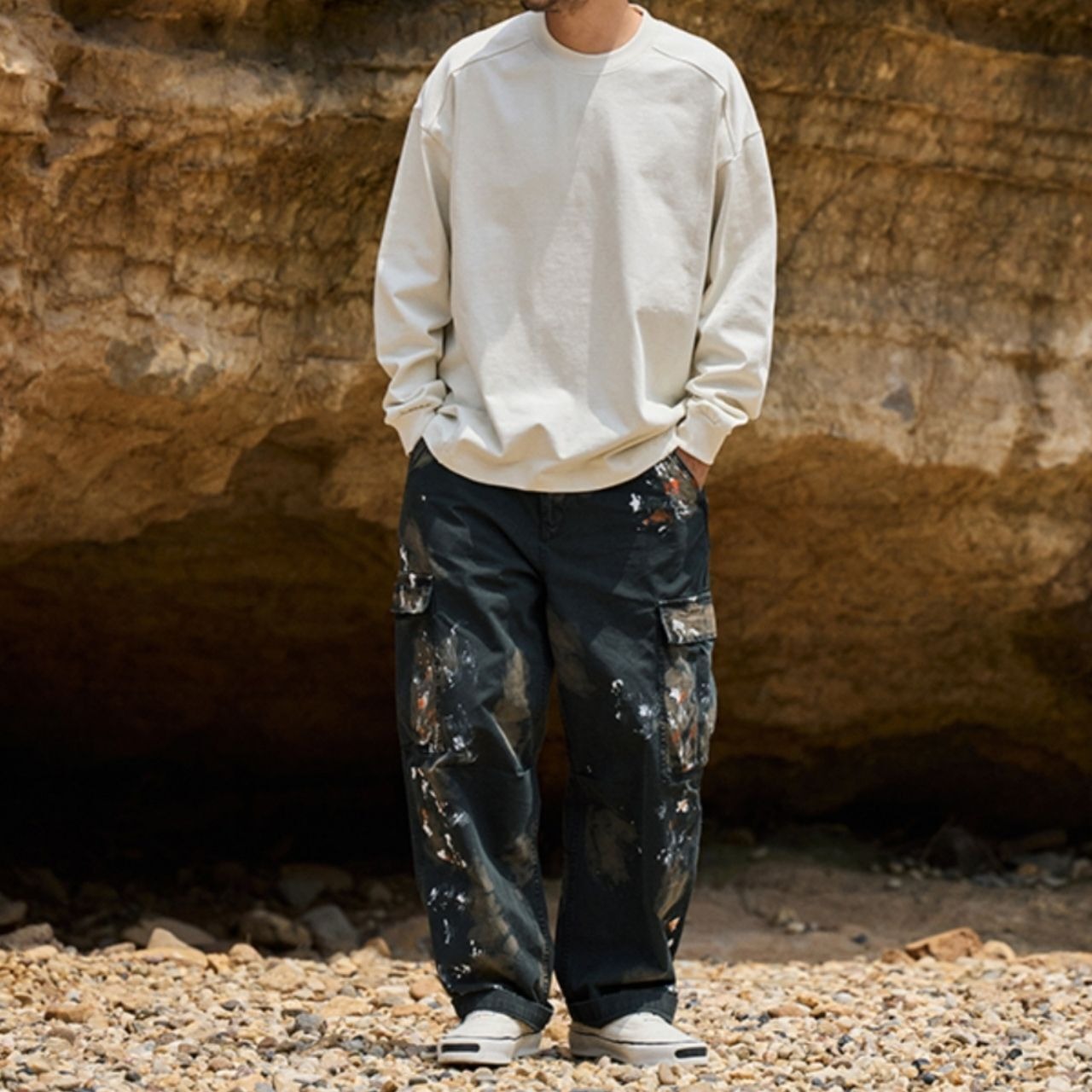 バックメッセージロゴベーシックロングTシャツ　1162