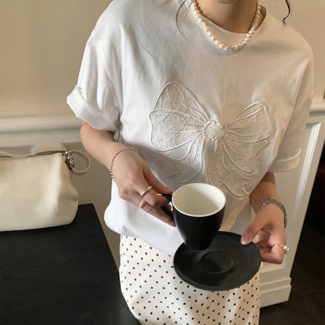 リボンモチーフクルーネックTシャツ SU1621