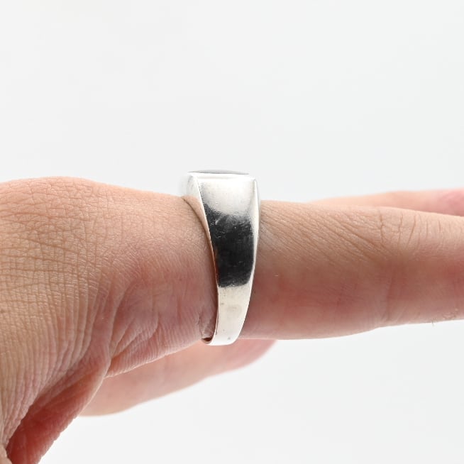 Black Onyx Inlay Square Top Signet Ring #20.0 / Denmark Black Onyx Inlay Square Top Signet Ring #20.0 / Denmark