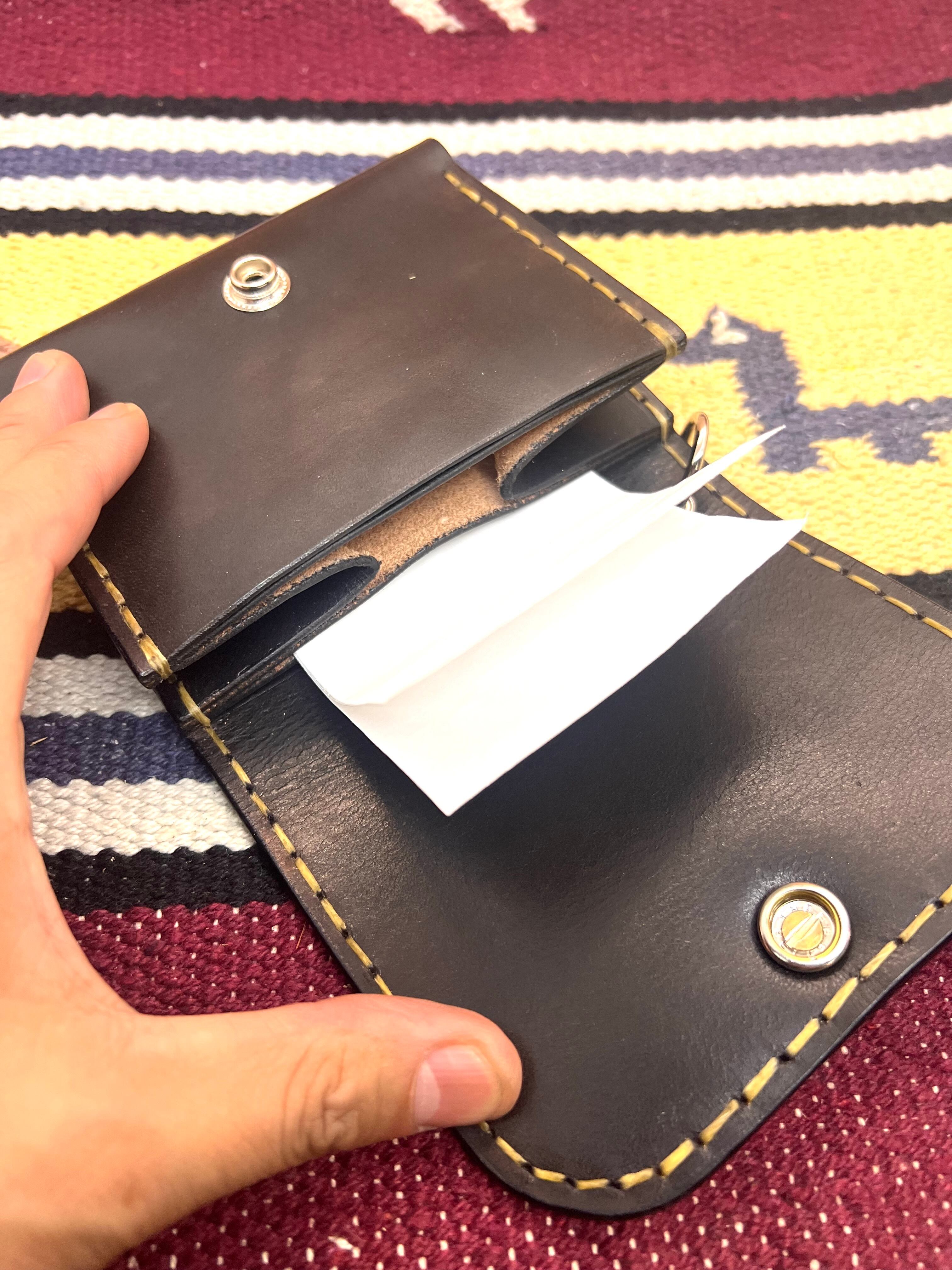【クロンヌ】フラナー ブラック カードウォレット ミニ財布 一点物コンパクトウォレット コードバン&ブラック | Leather