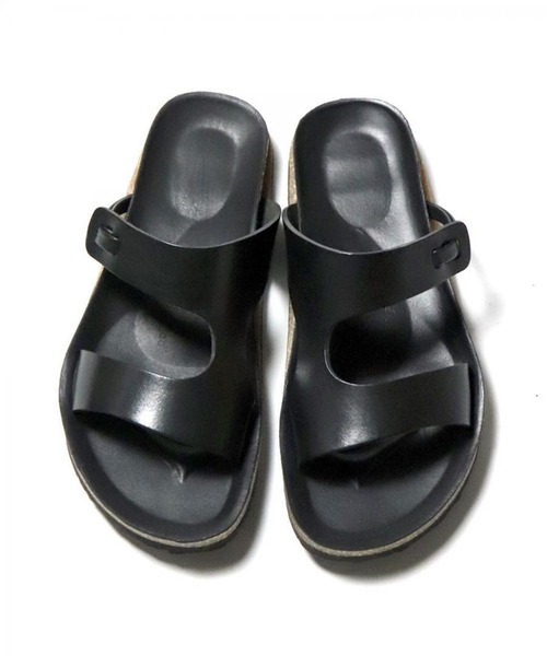 Italian Leather Foot Bed Sandal　Black