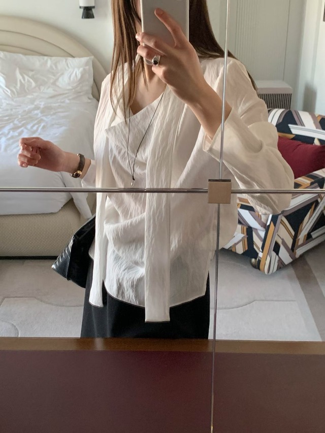 (予約) signature / Kitchen tie blouse 2color