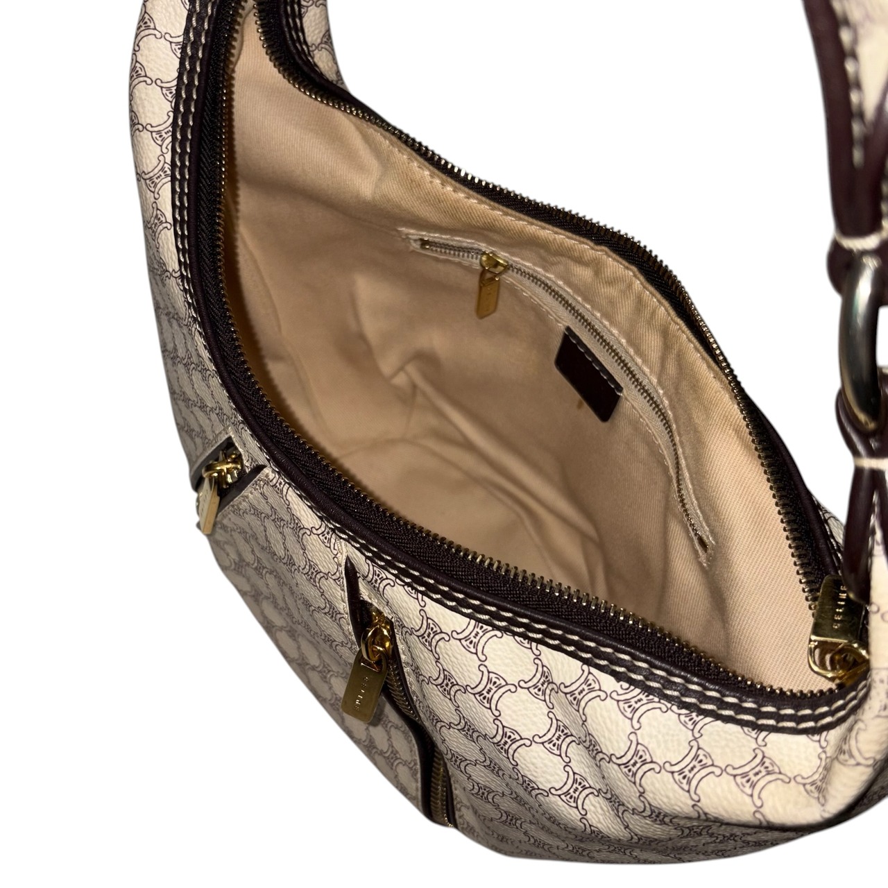 CELINE white pvc hobo bag “macadam”