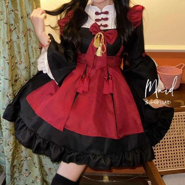 【S-5XL】大きいサイズあり　チャイナメイド服6点セット　kos2★