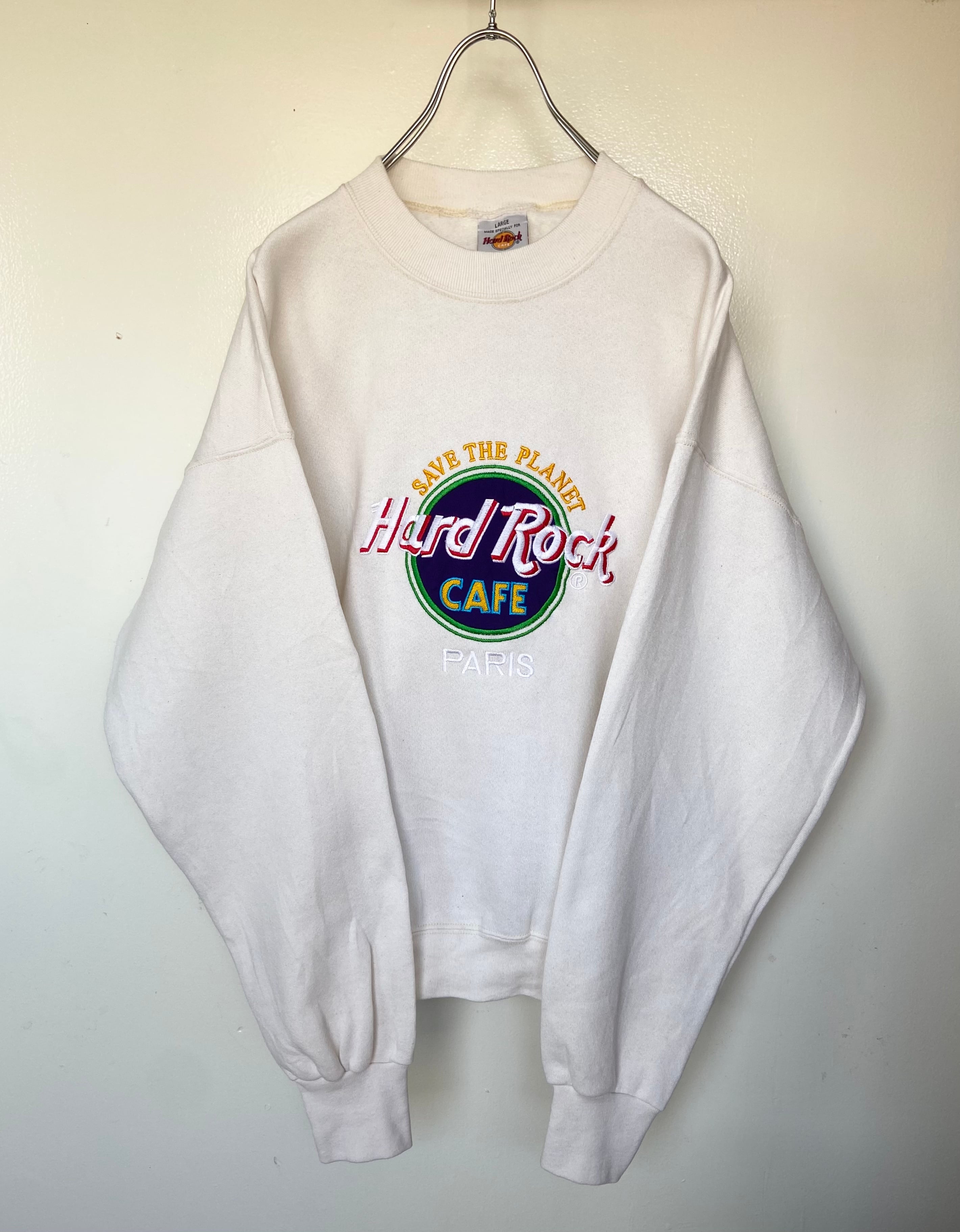 USA製 Hard Rock Cafe/ハードロックカフェ 刺繍スウェットホワイト