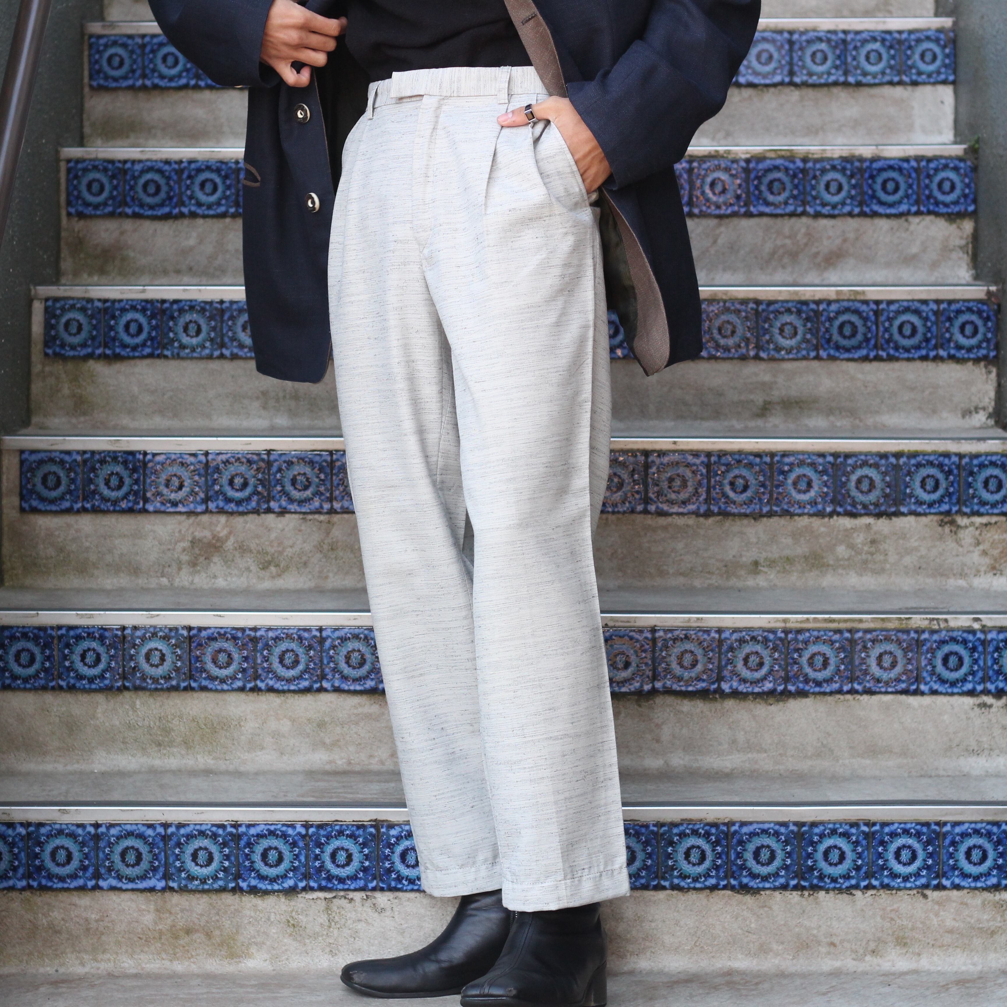 EU VINTAGE MARBLED DESIGN SLACKS PANTS/ヨーロッパ古着霜降り