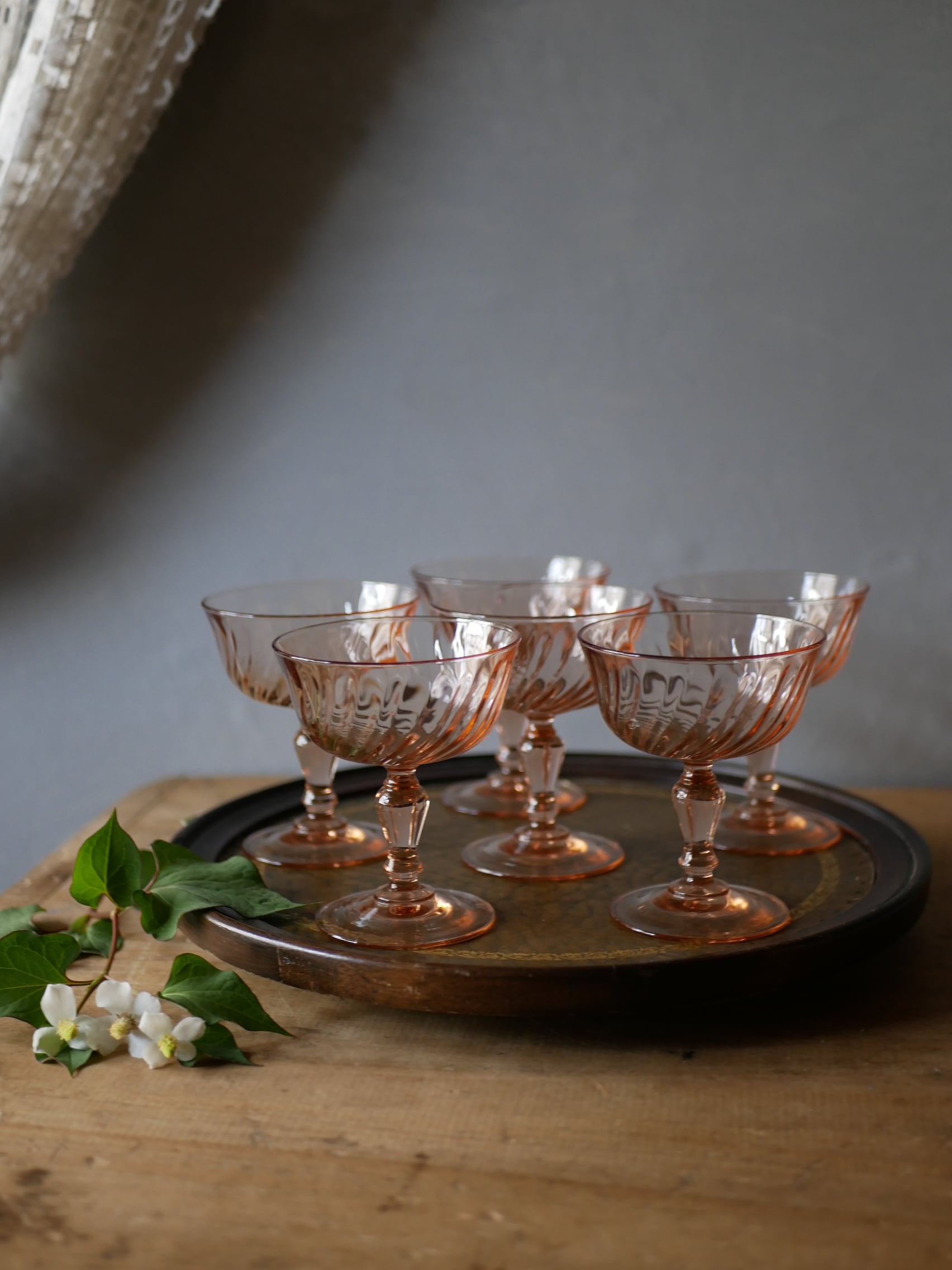 Luminarc社 ピンクガラスのヴィンテージグラス フランスヴィンテージ ブロカント