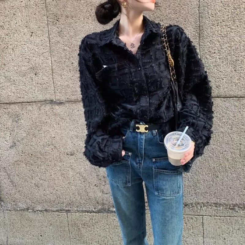 square jacquard shirt jacket 10172