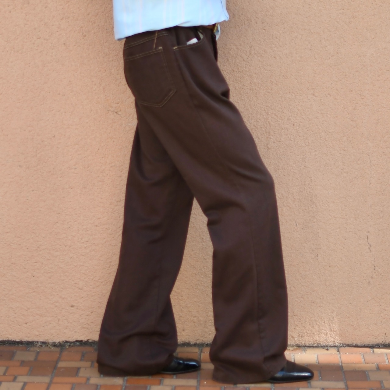 70's brown boots cut denim pants
