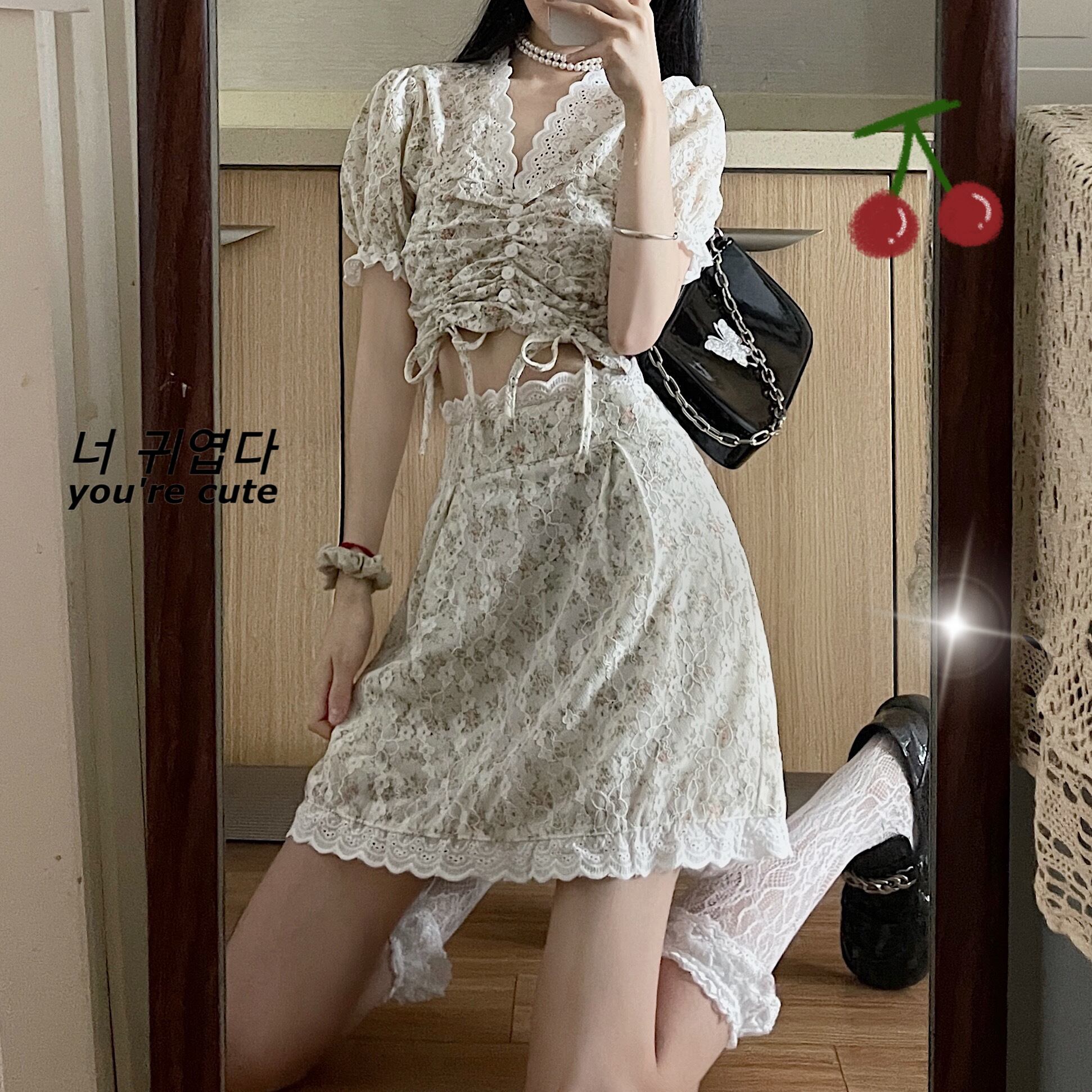 サマーレースシャツ スカート ストリート 夏物 1号婦人64671327176