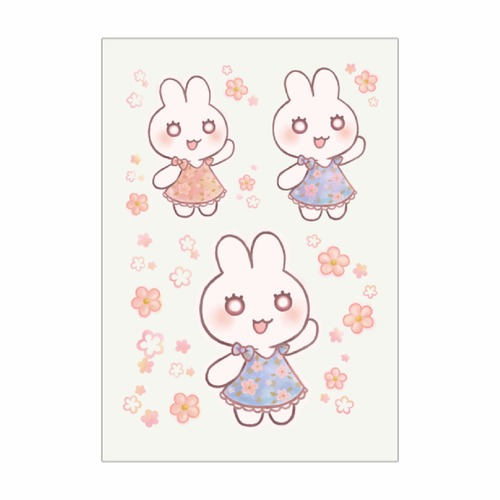 うさちゃんとお花アイロン転写シート
