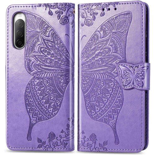 Xperia 10 II ケース 手帳型 エクスペリア10 II ケース 財布型 カード収納 かわいい 蝶々 フラワー柄 シンプル おしゃれ ドコモ Xperia 10 II SO-41A 手帳型ケース 良質 革 レザー マグネット式 エクスペリア10 マーク2 携帯ケース 横置きスタンド機能付き SOV43 スマートフォンケース 耐衝撃 ストラップホール付 画面保護 ソフト擦り傷防止 薄紫 567