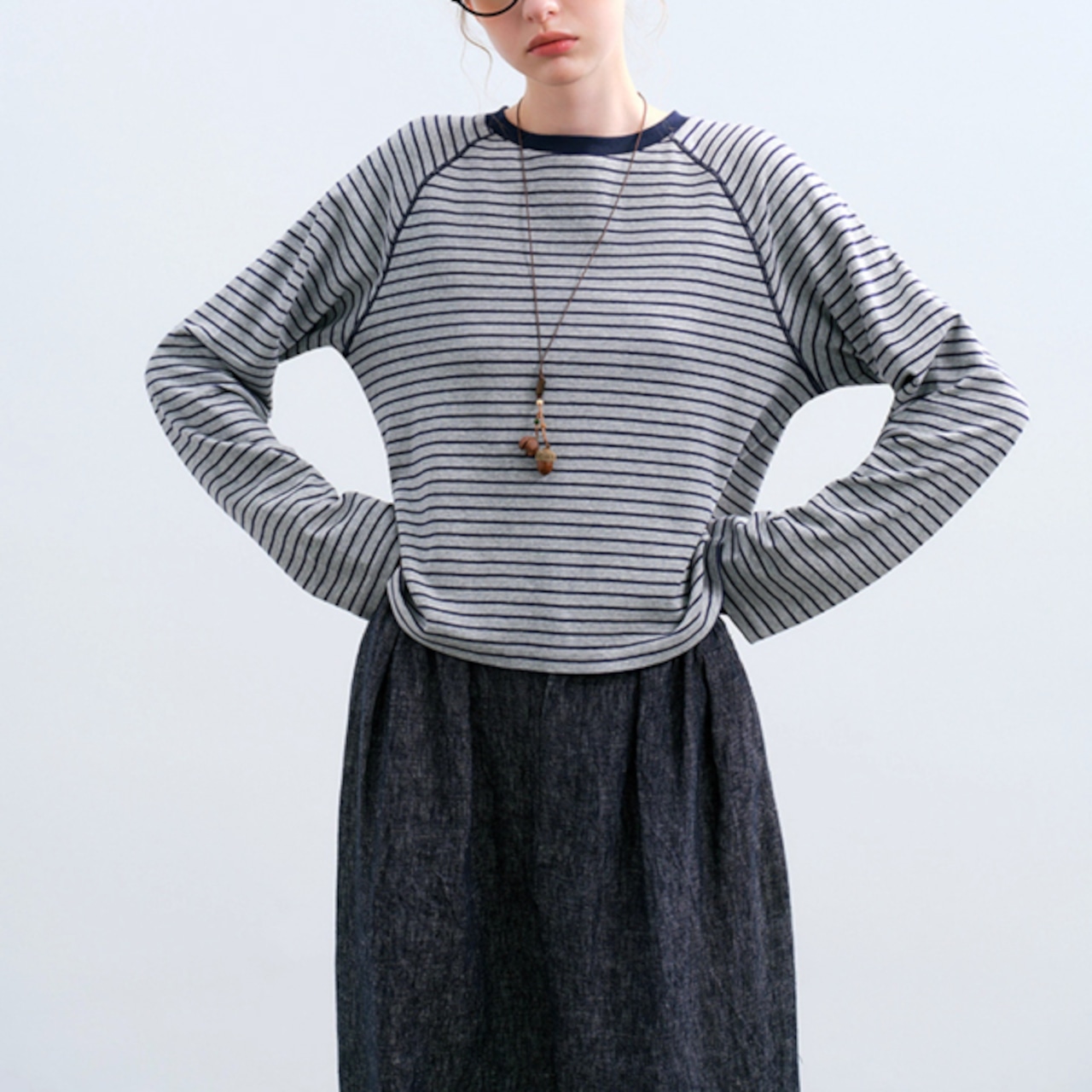 【2color】午後のリズムに溶けるボーダーTシャツ 《P0260》