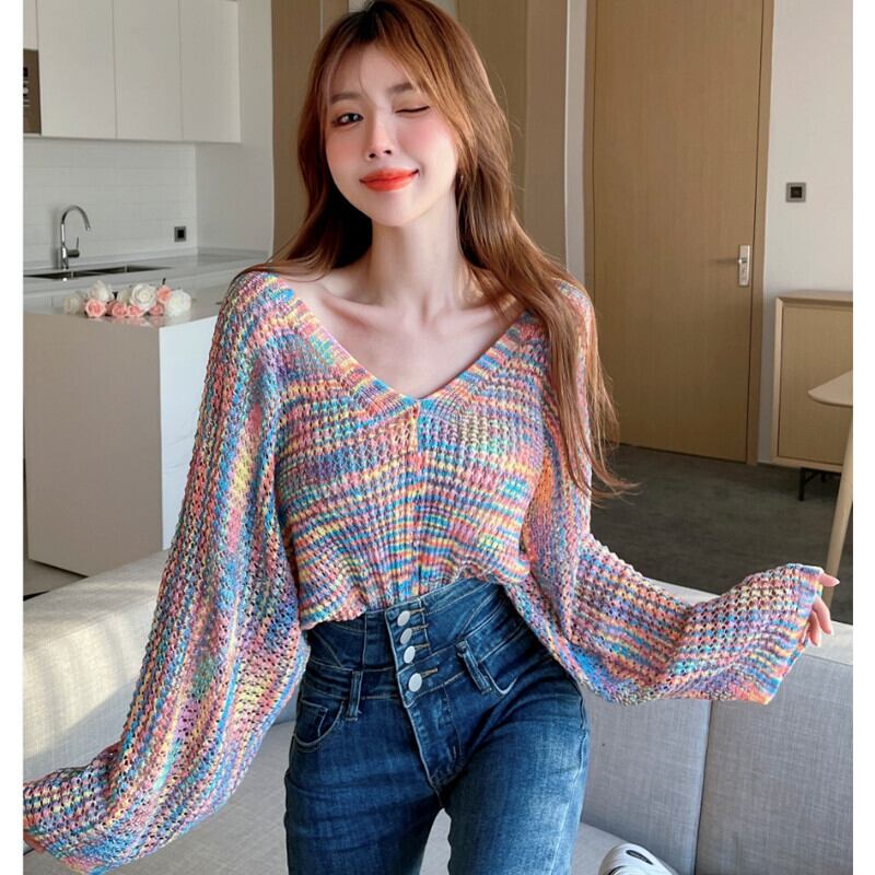 ホルターショートトップス オータムスタンダードセーター ロング レトロ 秋物 ピュア ガールズファッション20367963145