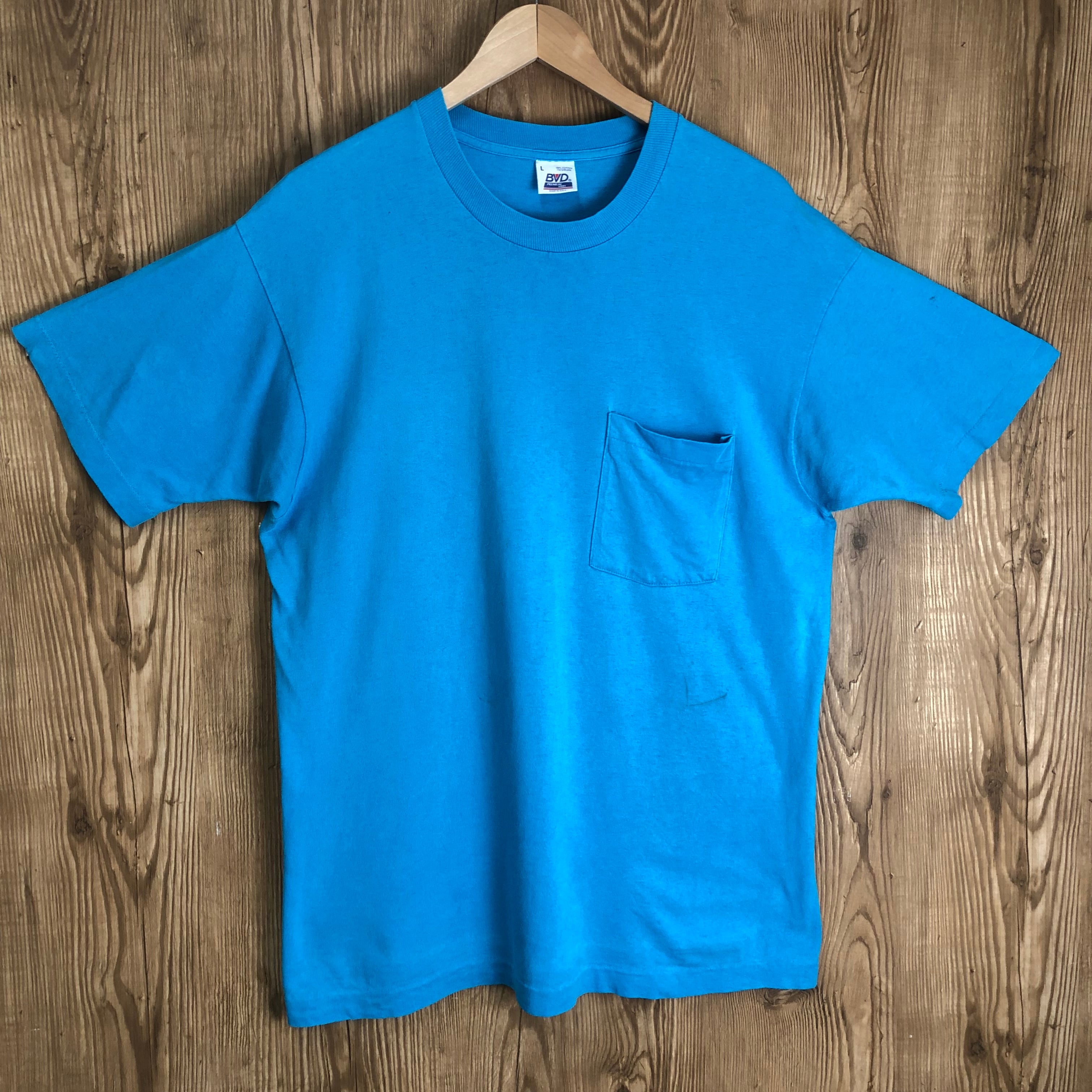 ☆USA製 90s BVD 無地 ポケT プリント Tシャツ シングルステッチ