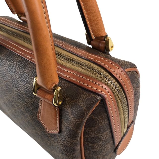 CELINE セリーヌ マカダム ショルダーバッグ ブラウン PVCレザー 2WAY ミニバッグ vintage ヴィンテージ オールド 6ryc2n