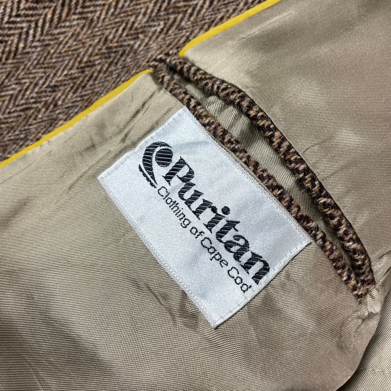 【極上デッド級】80s USA製 ハリスツイード 稀少マスタードパイピング Ｌ 80年代 USA製 HARRIS TWEED ハリスツイード ウールテーラード