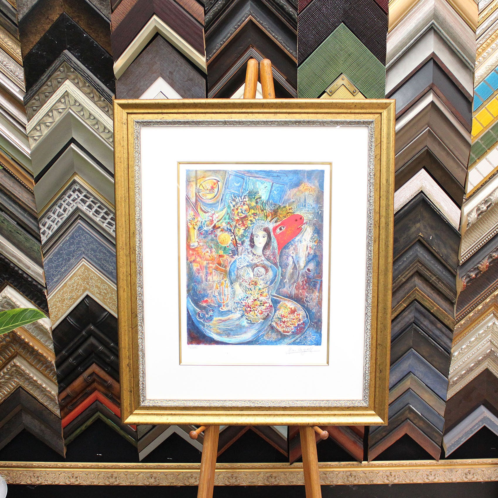 シャガール 絵画「愛しのベラ」額縁4色選択可能 作品証明書 展示用フック 限定375部エディション付複製画ジークレ