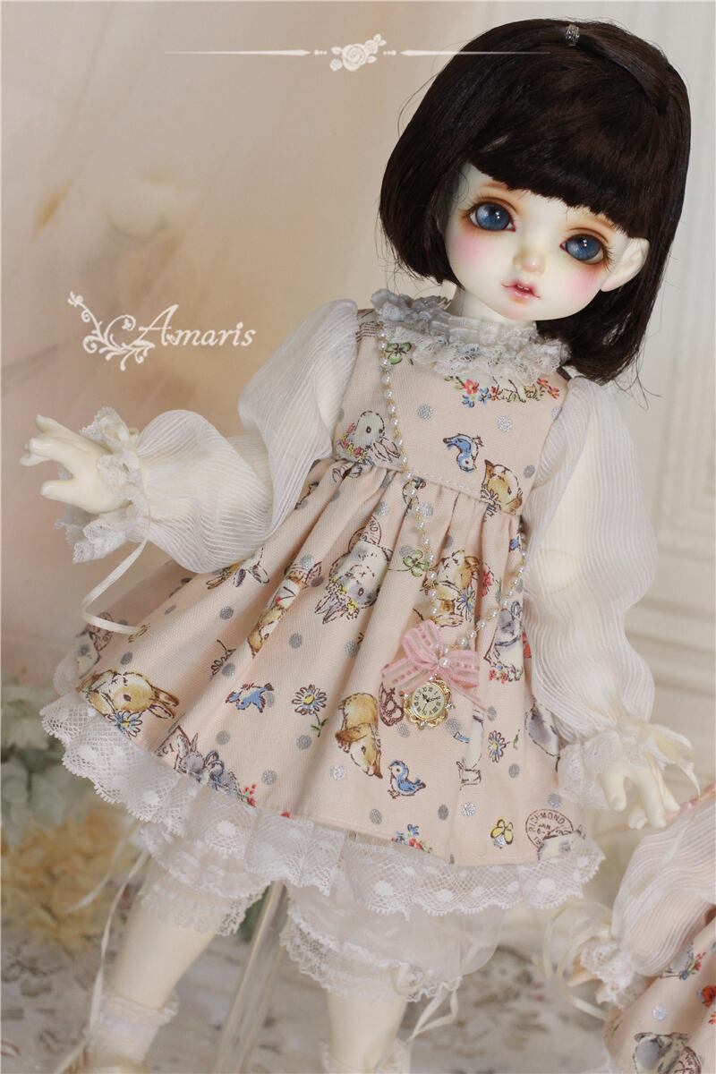 4分/MSD/MDDサイズ ドール用 うさぎ ドレスセット | ドール服の 4分/MSD/MDDサイズ ドール用 うさぎ ドレスセット | ドール服の
