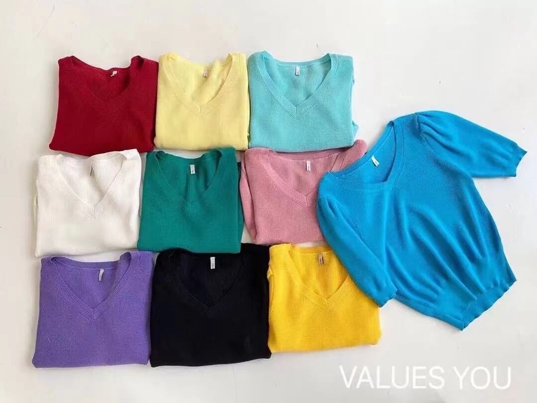 5部袖シンプルニット　AJ22038-2010