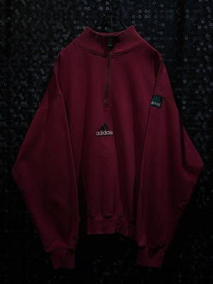 "90's vintage"adidas original performance logo half zip red sweat