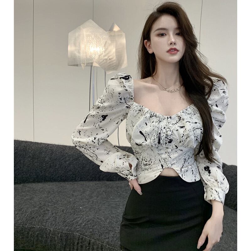 シャツ オータムショートトップス ウェスト薄手 ロング 秋物 ガールズファッション15224183518