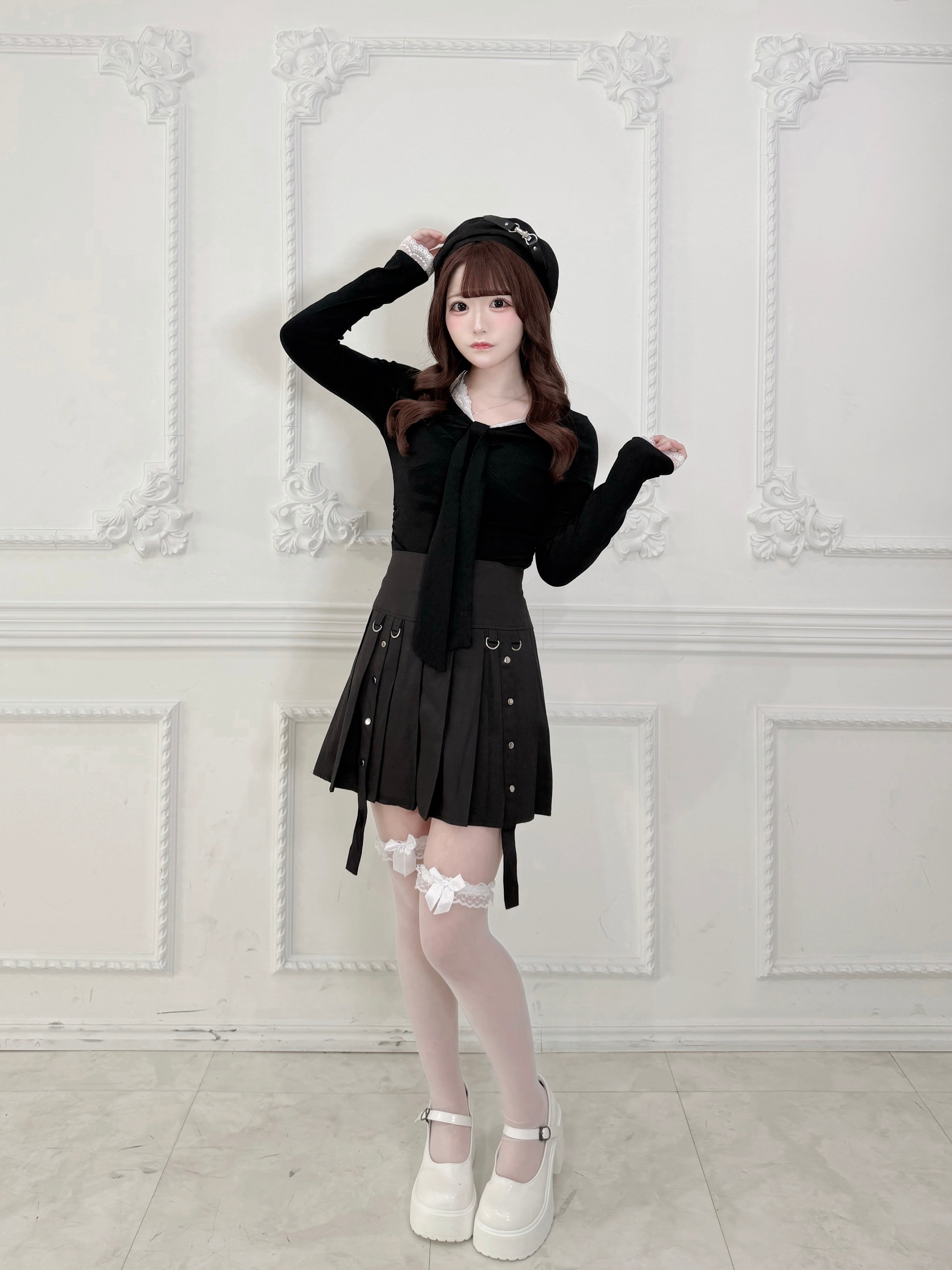 【LAST2】lace ribbon gather tops