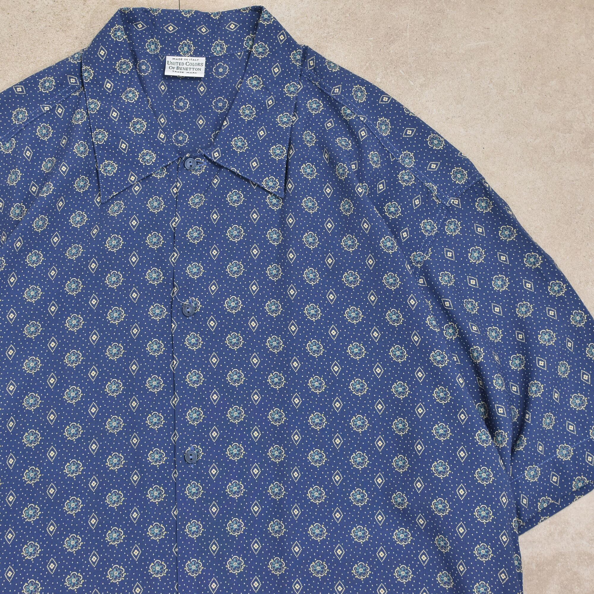 90s Italy U.C.O.Benetton fine pattern rayon shirt