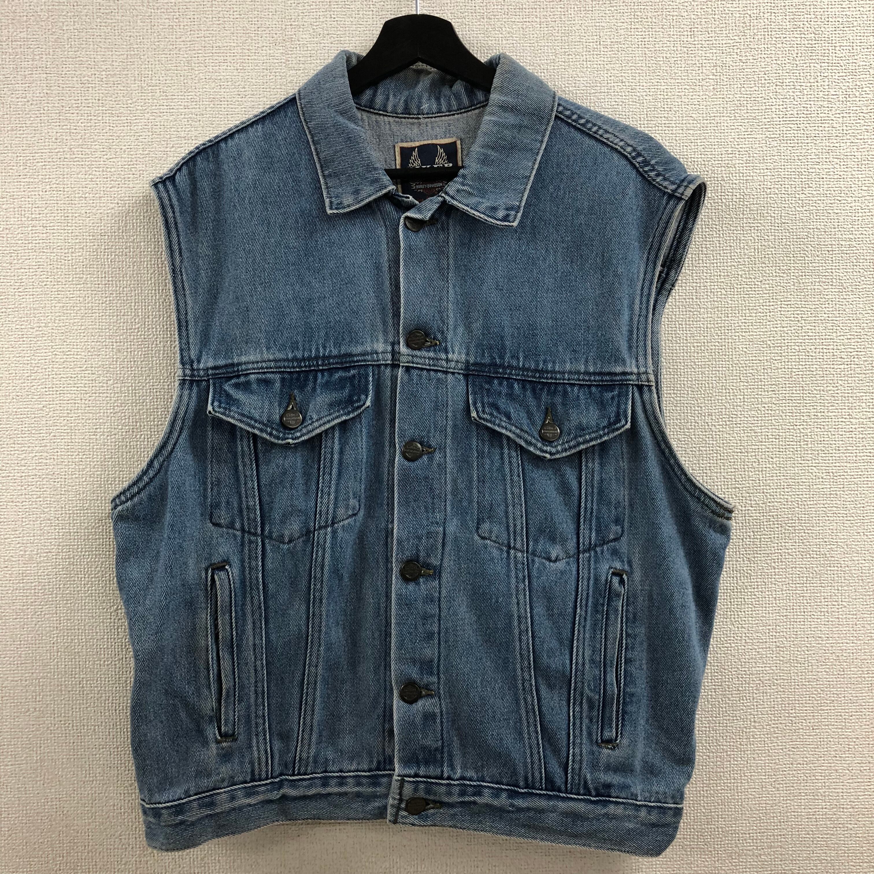 90s ハーレーダビッドソン デニムベスト L バックプリント www.pibid.org