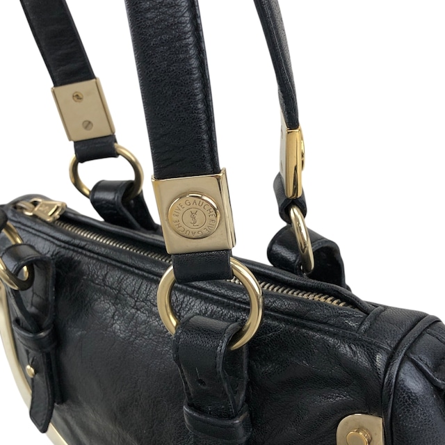Yves Saint Laurent イヴ・サンローラン トートバッグ ブラック レザー 金具 vintage ヴィンテージ オールド 3tiyps