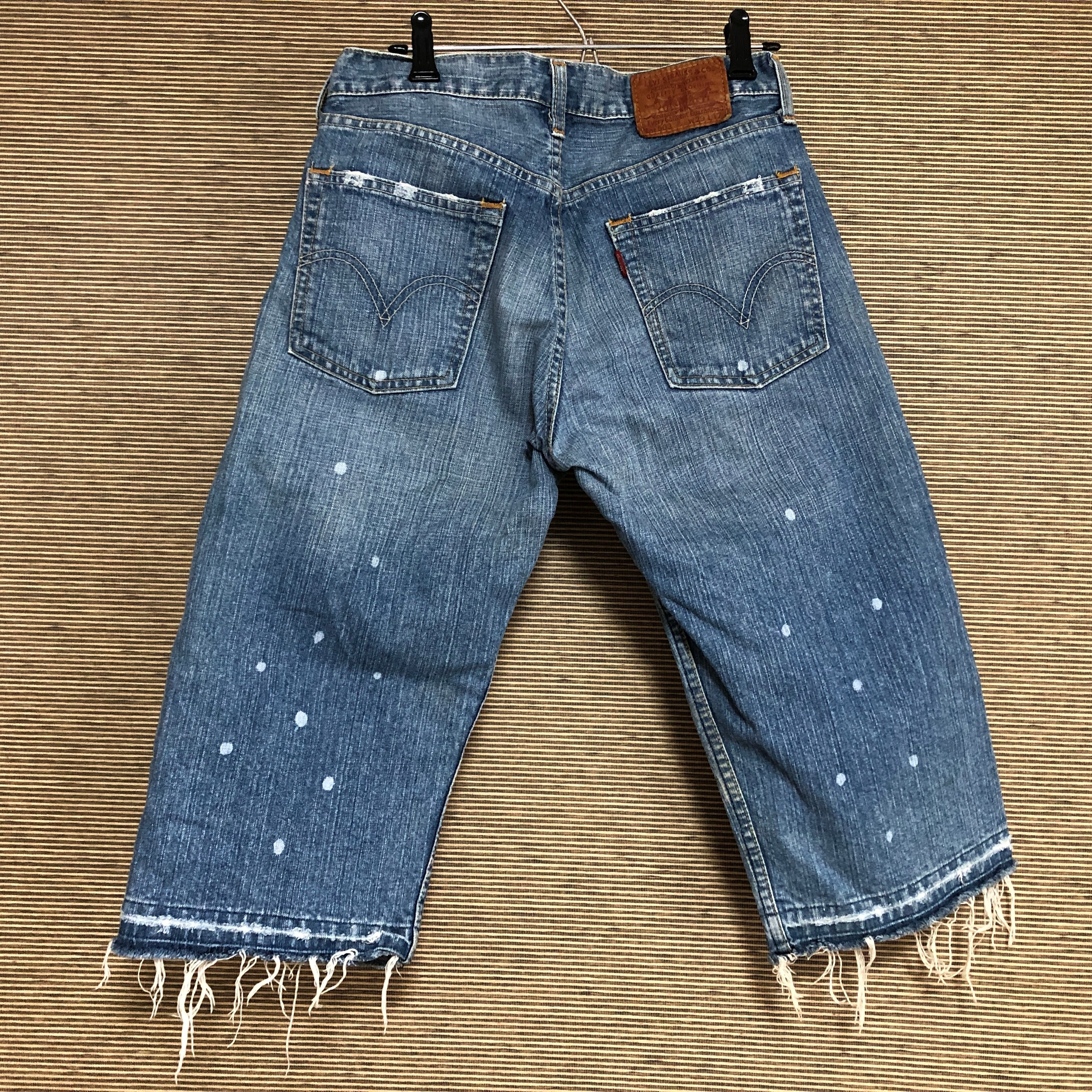 リーバイス503 ハーフパンツ デニム インディゴブルー ダメージ リーバイス503 ハーフパンツ デニム インディゴブルー ダメージ