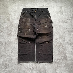 USA製品ブラウンカラー ダブルニー Carhartt B01 BLK w34