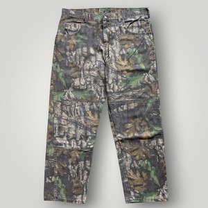 【Wrangler】リアルツリー カモ デニム パンツ ジーンズ ダブルニー メンズ W38 迷彩 総柄 ラングラー テーパード アウトドア ③