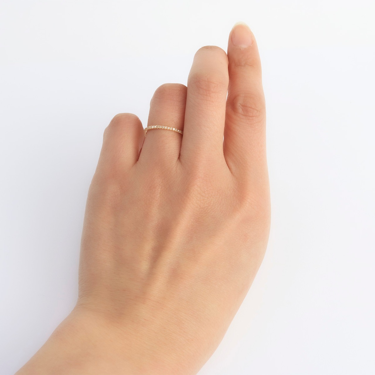 【16号】ダイヤモンドリング K18YG メレダイヤ ハーフエタニティーリング  jd_rg2026